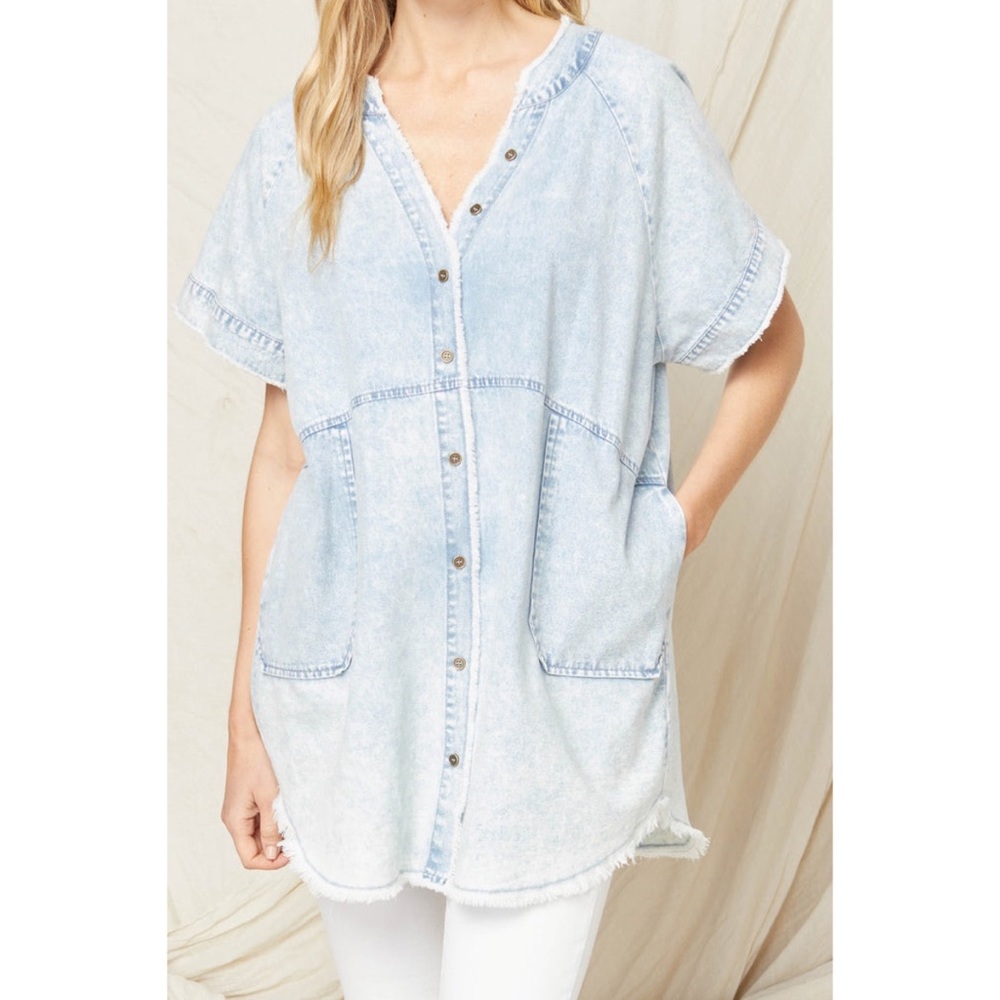 Entro denim dress small button up